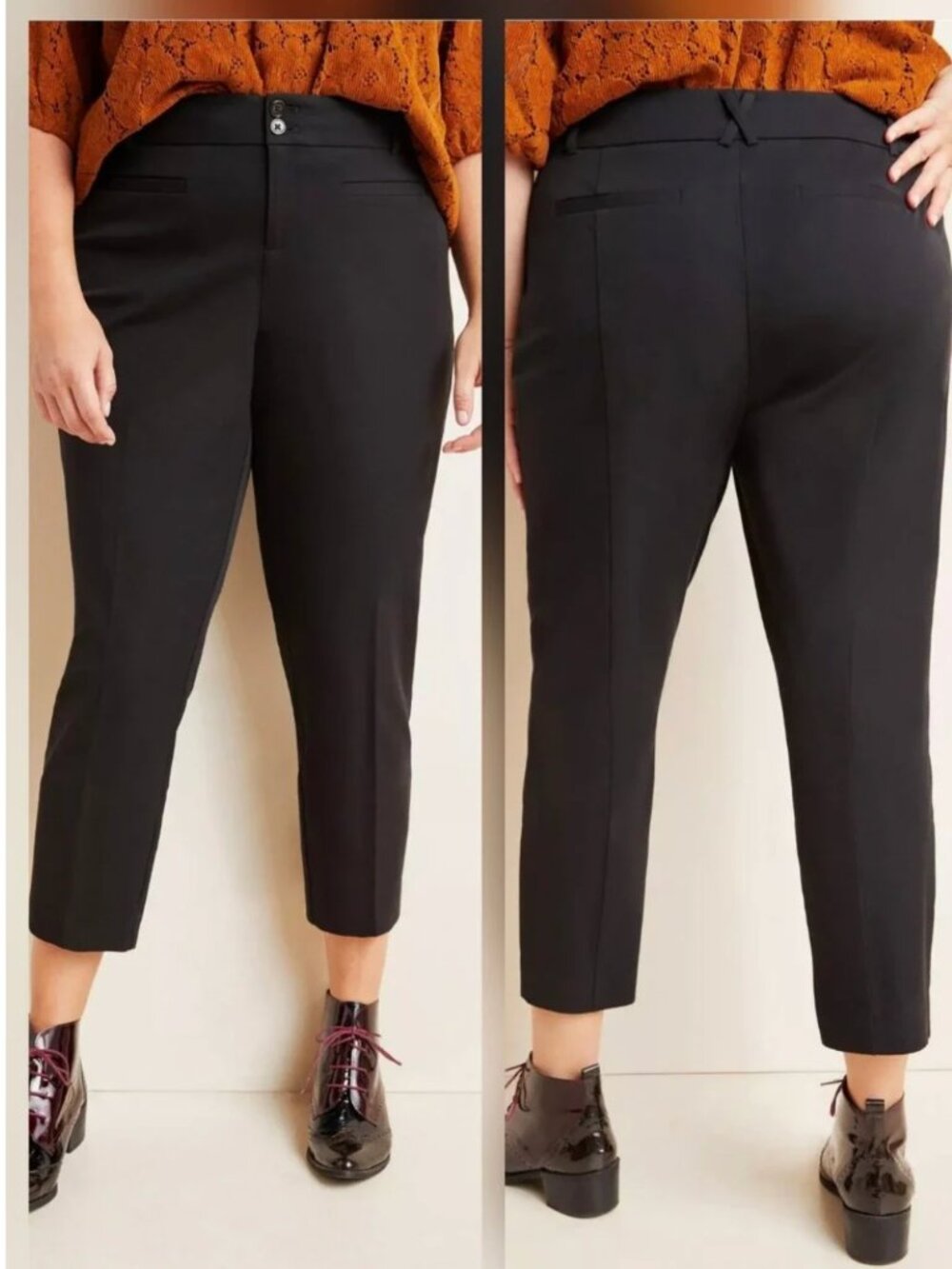 NWT Anthropologie The Essentials Slim Crop Trouser Pant - Black, SIze 18W